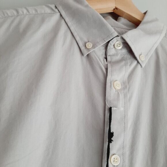 GOODFELLOW & CO. 100% Cotton Short Sleeve Button Down Shirt Grey Men's Sz M Tall - Picture 5 of 14